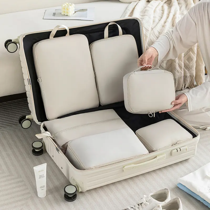 6Pcs/Set Travel Organizer Storage Bags Suitcase Packing Cubes Set Cases Portable Luggage Clothes Shoe Tidy Pouch Folding