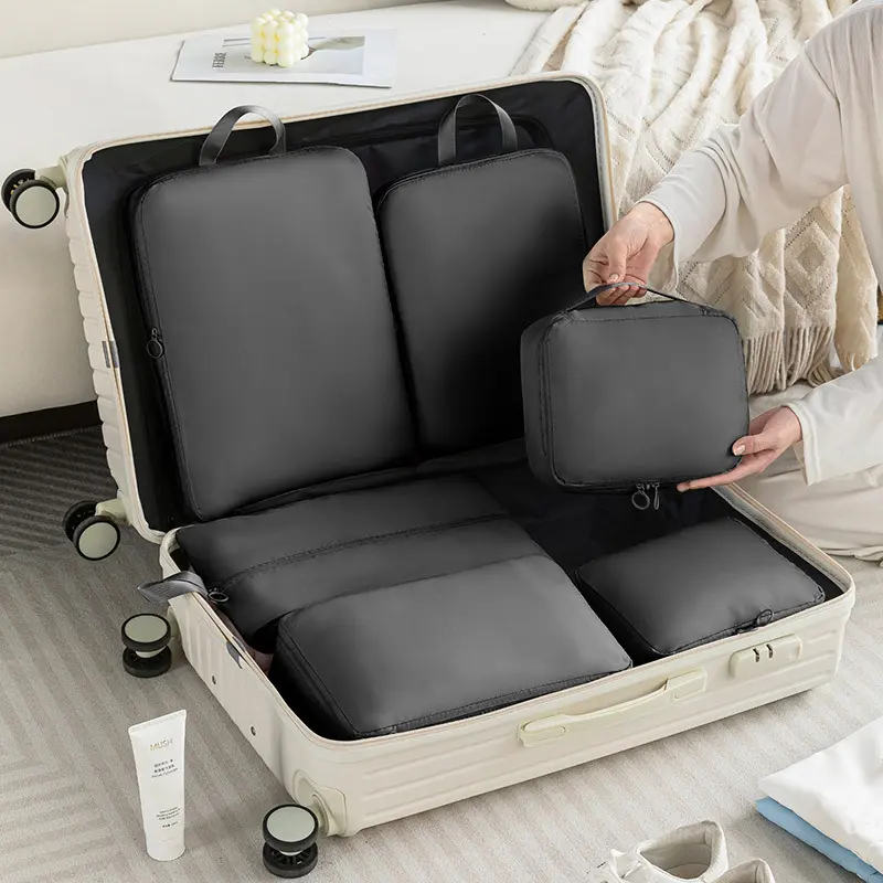 6Pcs/Set Travel Organizer Storage Bags Suitcase Packing Cubes Set Cases Portable Luggage Clothes Shoe Tidy Pouch Folding