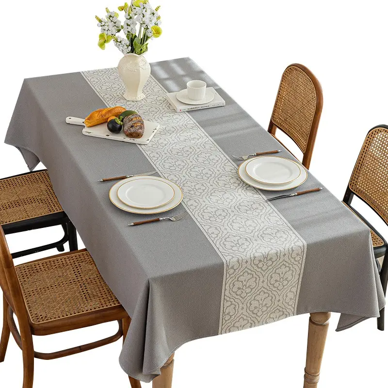 2024 Waterproof Anti Oil Dining Table Tablecloth Thickened Tea Table Towel High Weight Modern and Simple Cotton and Linen
