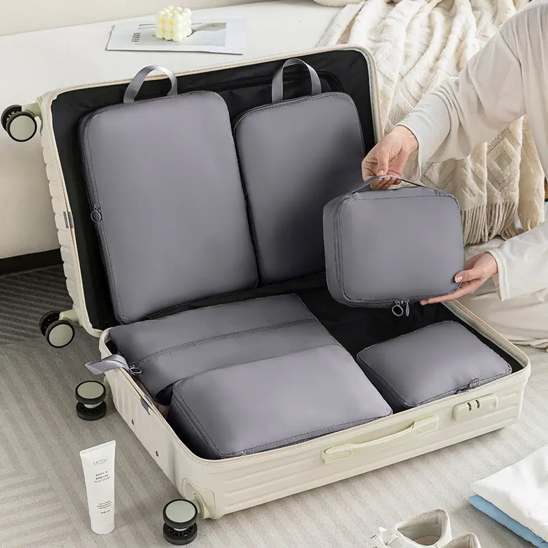 6Pcs/Set Travel Organizer Storage Bags Suitcase Packing Cubes Set Cases Portable Luggage Clothes Shoe Tidy Pouch Folding