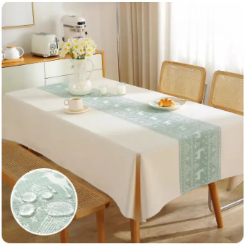 2024 Waterproof Anti Oil Dining Table Tablecloth Thickened Tea Table Towel High Weight Modern and Simple Cotton and Linen