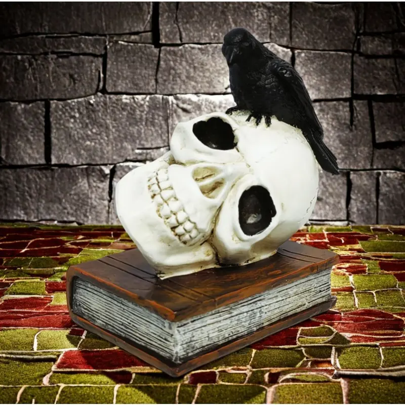Halloween Decor Tabletop Display Horror Skeleton Figurines Halloween Skull Head Miniature Skeleton for Outdoor Garden Ornaments