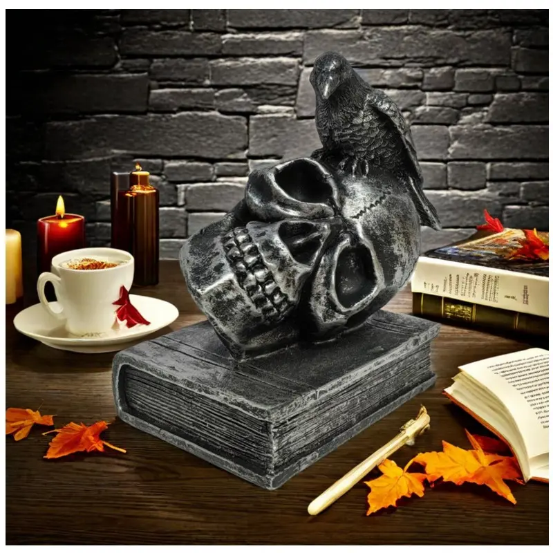Halloween Decor Tabletop Display Horror Skeleton Figurines Halloween Skull Head Miniature Skeleton for Outdoor Garden Ornaments