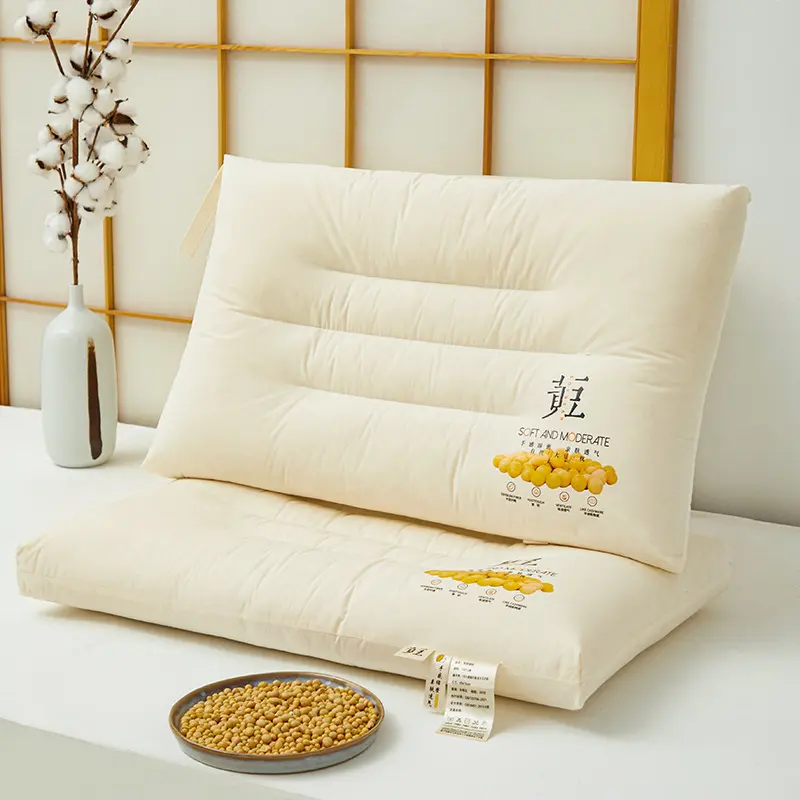 Class A Cotton Soybean Fiber Core Household Neck Pillow Cotton Soybean Pillow Help Sleep Super Soft Low Loft Pillow No Collapse