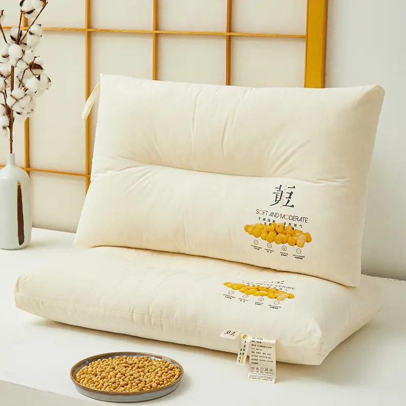 Class A Cotton Soybean Fiber Core Household Neck Pillow Cotton Soybean Pillow Help Sleep Super Soft Low Loft Pillow No Collapse