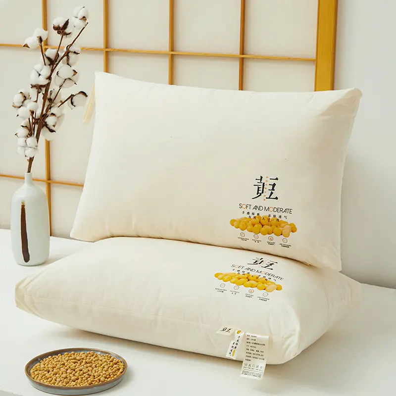 Class A Cotton Soybean Fiber Core Household Neck Pillow Cotton Soybean Pillow Help Sleep Super Soft Low Loft Pillow No Collapse