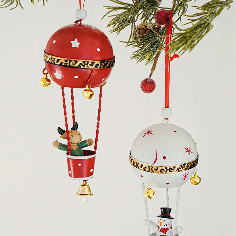 Christmas Iron Painting Hot Air Balloon Christmas Tree Elk Snowman Santa Claus Decoration Small Pendant Christmas