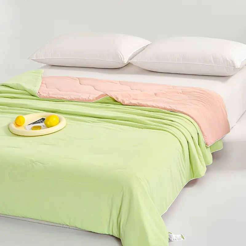 Solid Color Summer Cool Air Conditioning Blanket Soft Silky Sofa Blanket Machine Washable Antibacterial Breathable Quilt Core