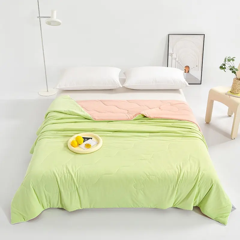 Solid Color Summer Cool Air Conditioning Blanket Soft Silky Sofa Blanket Machine Washable Antibacterial Breathable Quilt Core