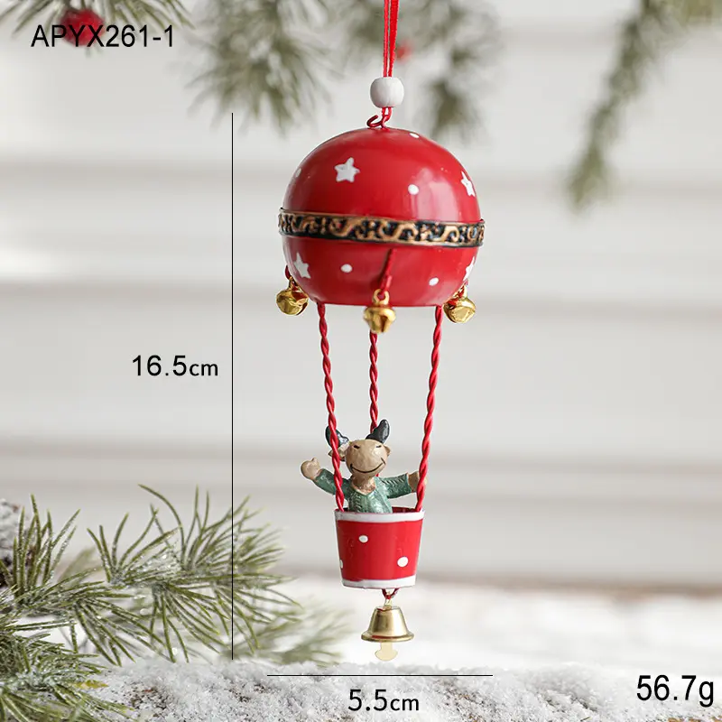 Christmas Iron Painting Hot Air Balloon Christmas Tree Elk Snowman Santa Claus Decoration Small Pendant Christmas