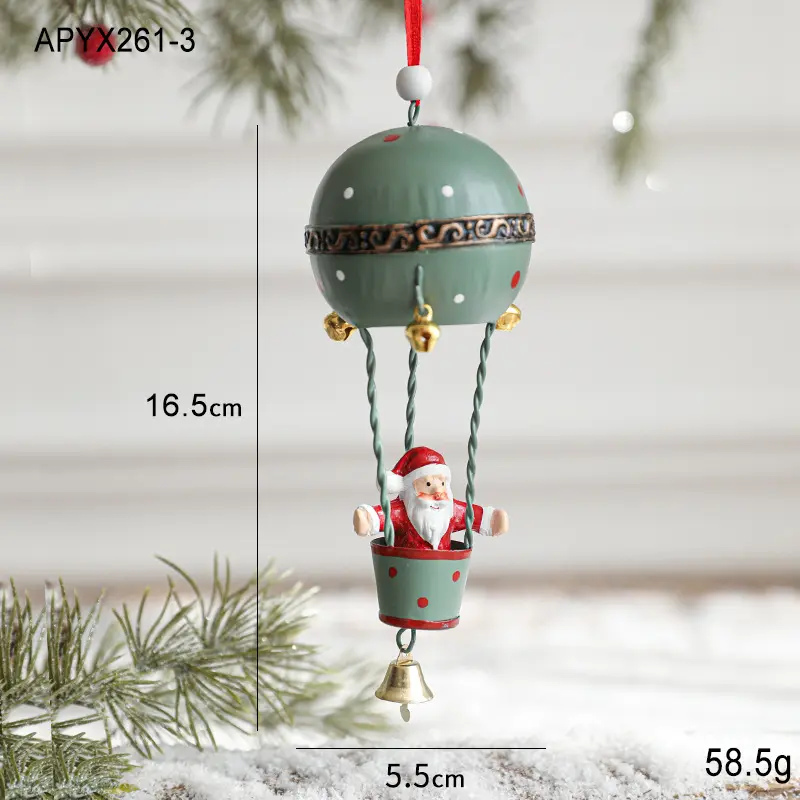 Christmas Iron Painting Hot Air Balloon Christmas Tree Elk Snowman Santa Claus Decoration Small Pendant Christmas