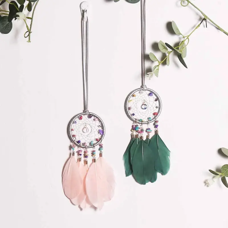 Creative Dream Catcher Wind Chime Hand-woven Feather Pendant Bedroom Curtain Hanging Ornaments Wall Decor Home Decoration