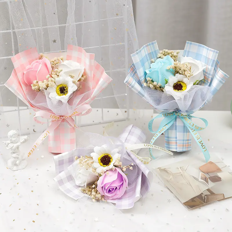 3PCS Graduation Flower Bouquet Mini Small Bouquet Flower Party Supplies 2024 Mother's Day Gift Flower Bouquet Teacher's Day Gift