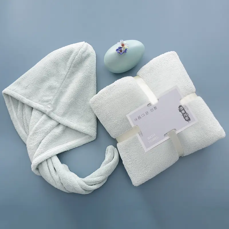 Three Piece Set of Men's and Women's Household Bath Towels, Absorbent Towels, Dry Hair Caps, Swimming and Bathing Towels