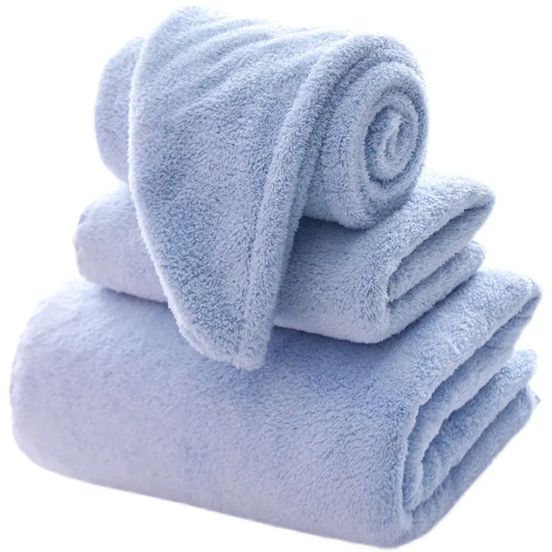 Three Piece Set of Men's and Women's Household Bath Towels, Absorbent Towels, Dry Hair Caps, Swimming and Bathing Towels