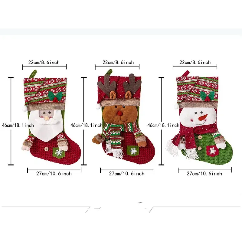 Santa Claus Snowman Elk Gift Socks Christmas Decoration Children's Gift Bags Merry Christmas Tree Decoration Pendants