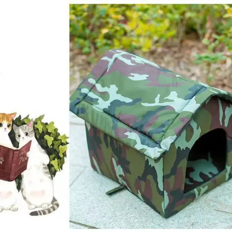 Cat House Outdoor Waterproof Pet House for Small Dogs Kitten Puppy Cave Nest Pad Dog Cat Bed Tent Cold and Rain Proof Cat Nest