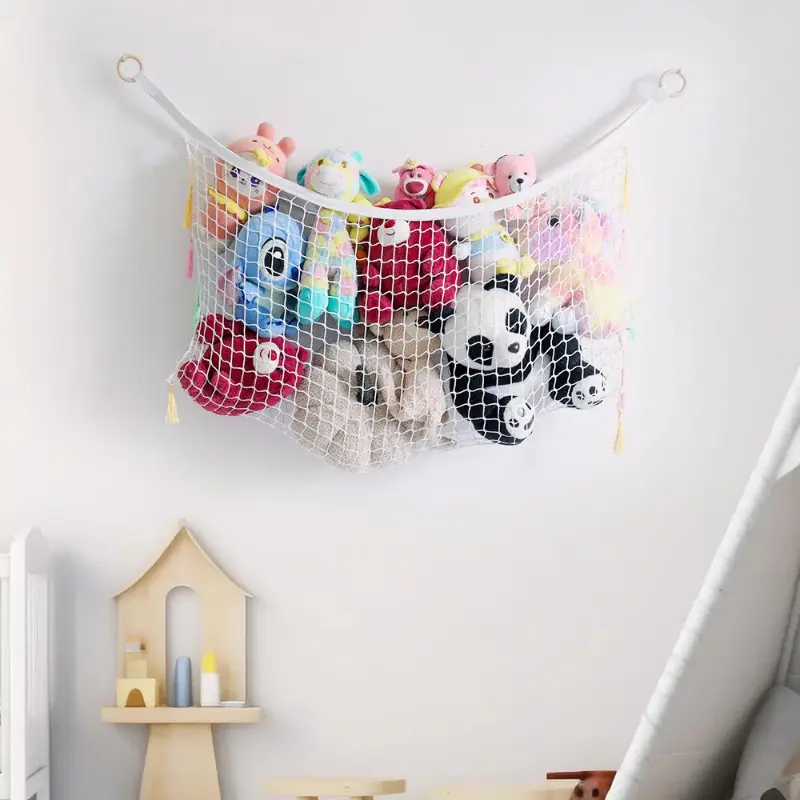 Two Cornered Doll Toy Storage Net Pocket, Children's Room Corner Cartoon Toy Storage Net, Hand Woven Toy Net Pocket