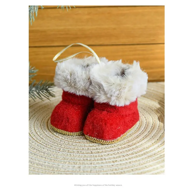 New Christmas Creative Decoration Red Fabric Boots Decorate Christmas Tree Pendant Christmas Pendant Drop Ornaments