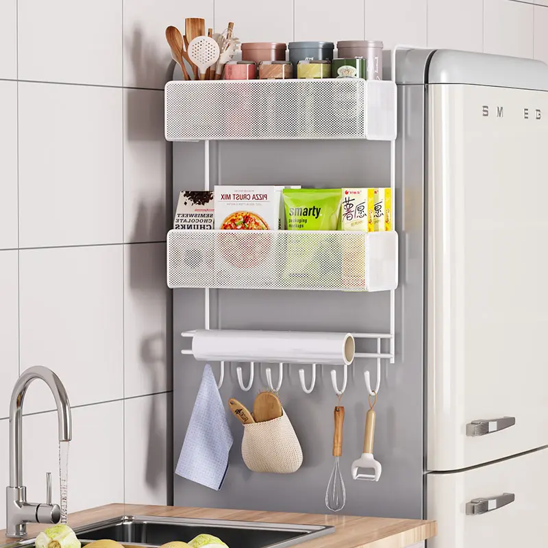 Kitchen Refrigerator Shelf Side Storage Magnetic Attraction Ginger Garlic Box Side Hanging Basket Refrigerator Storage Rack