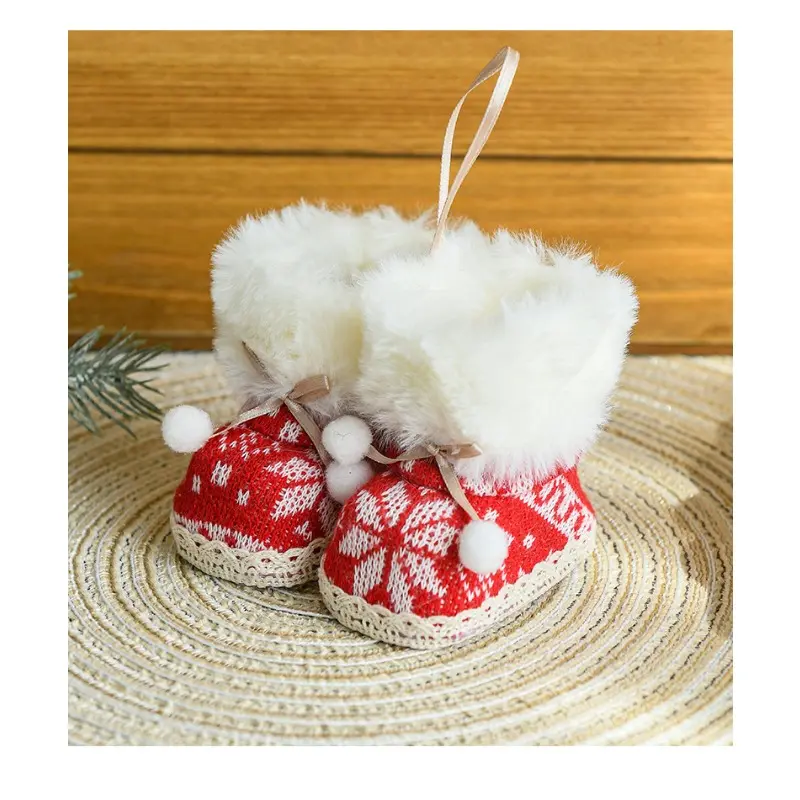 New Christmas Creative Decoration Red Fabric Boots Decorate Christmas Tree Pendant Christmas Pendant Drop Ornaments