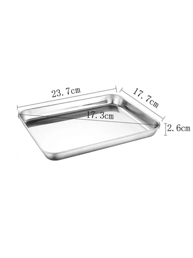Stainless Steel Rectangle Food Tray Steamed Sausage Noodle Storage Pans Fruit Vegetables Plate Kitchen Baking Pastry Dish