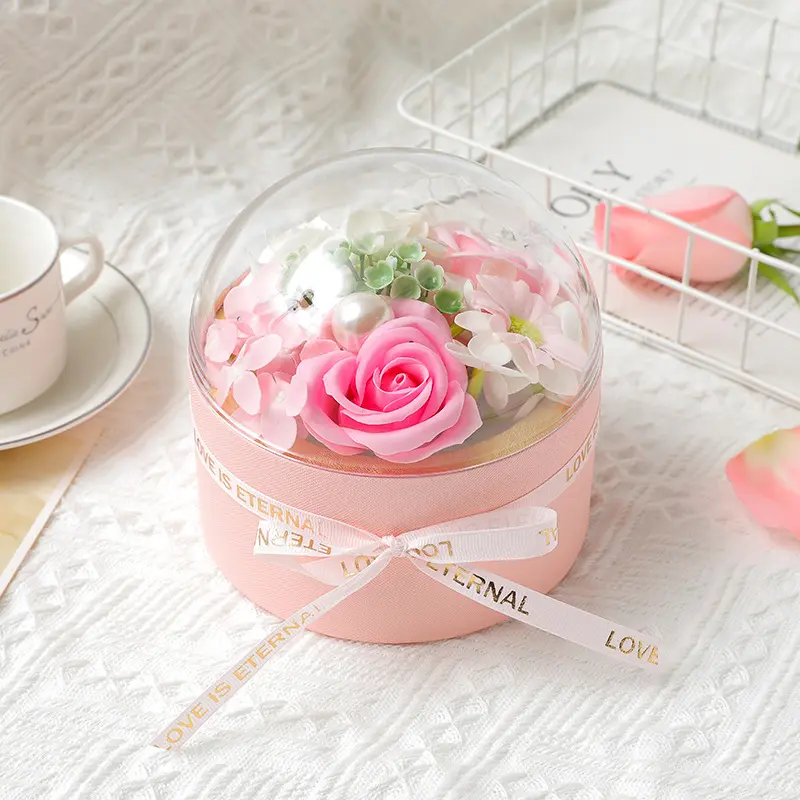 Soap Rose Gift Box Plant Flowers Apple Box Flowers Mother's Day Supplies Wedding Birthday Anniversary Round Flower Box