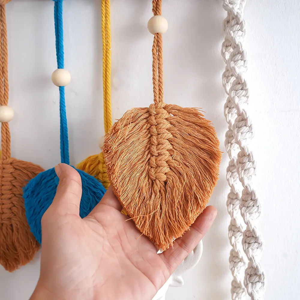 Creative Handmade Tapestry Storage Rack Hanging Shelf Wall Hanging Handmade Rope Wood Floating Shelves Hanging Bedroom Decor