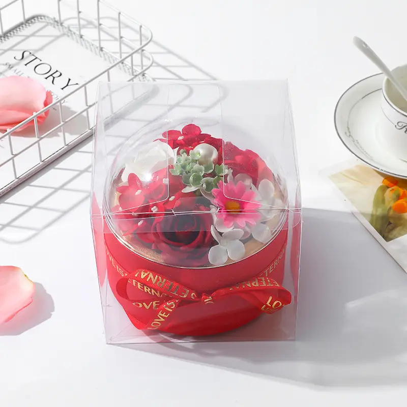 Soap Rose Gift Box Plant Flowers Apple Box Flowers Mother's Day Supplies Wedding Birthday Anniversary Round Flower Box