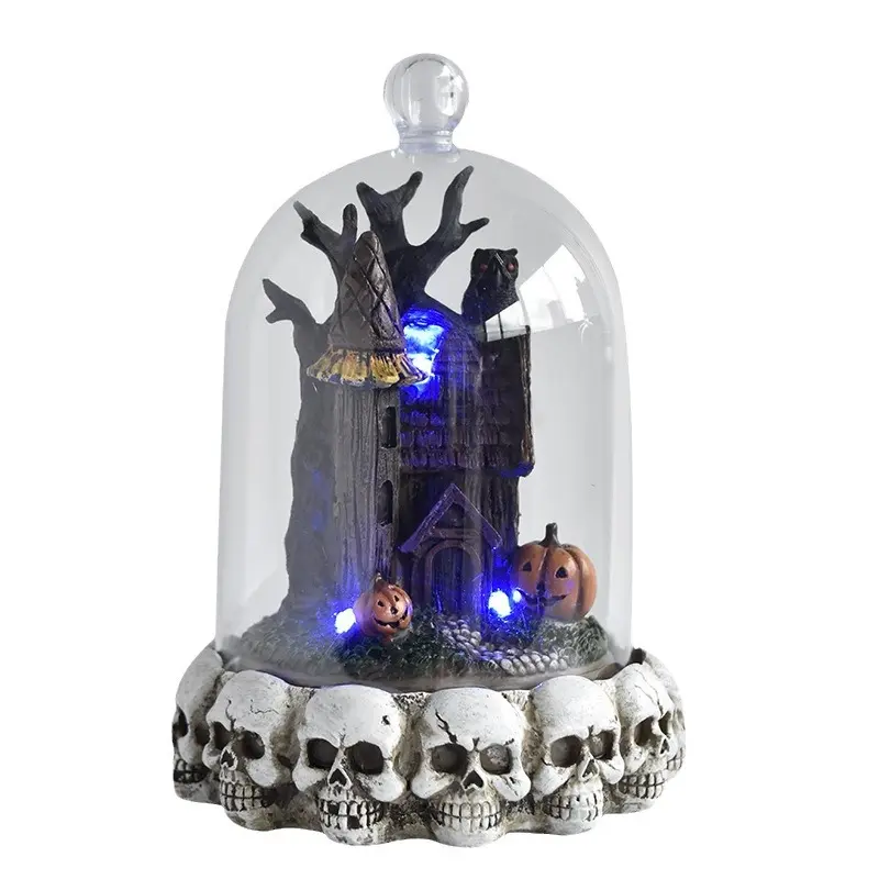 For Halloween Festival Atmosphere Halloween Skull Night Light Decoration Skeleton Statue Resin Sculpture Home Gothic Decorations