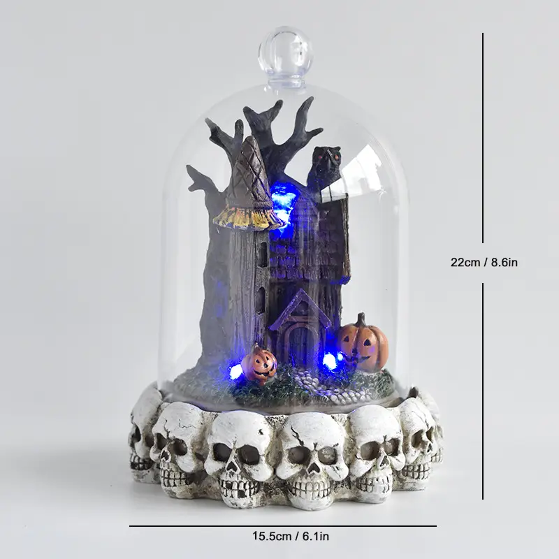 For Halloween Festival Atmosphere Halloween Skull Night Light Decoration Skeleton Statue Resin Sculpture Home Gothic Decorations