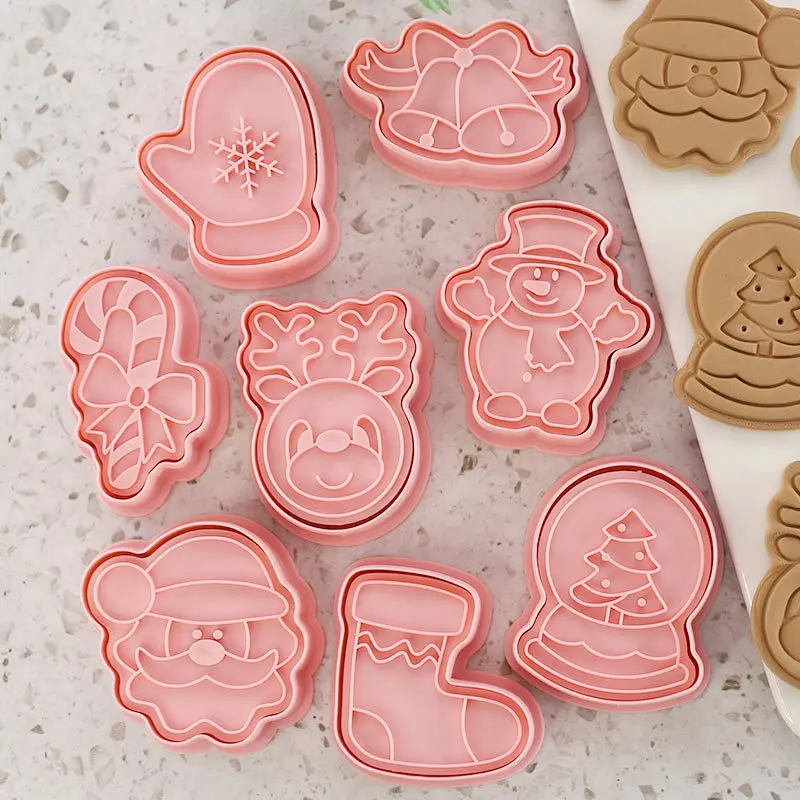 8pcs Christmas Biscuit Molds Christmas Tree Stereo Shape Cookie Mold Home DIY Baking Accessories