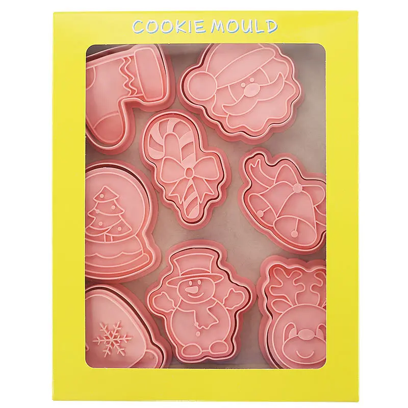 8pcs Christmas Biscuit Molds Christmas Tree Stereo Shape Cookie Mold Home DIY Baking Accessories