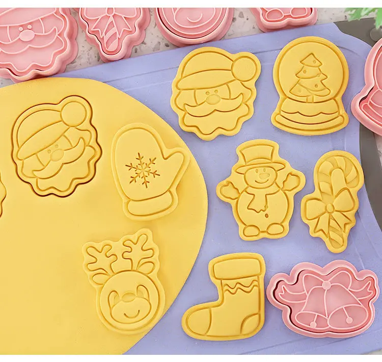 8pcs Christmas Biscuit Molds Christmas Tree Stereo Shape Cookie Mold Home DIY Baking Accessories