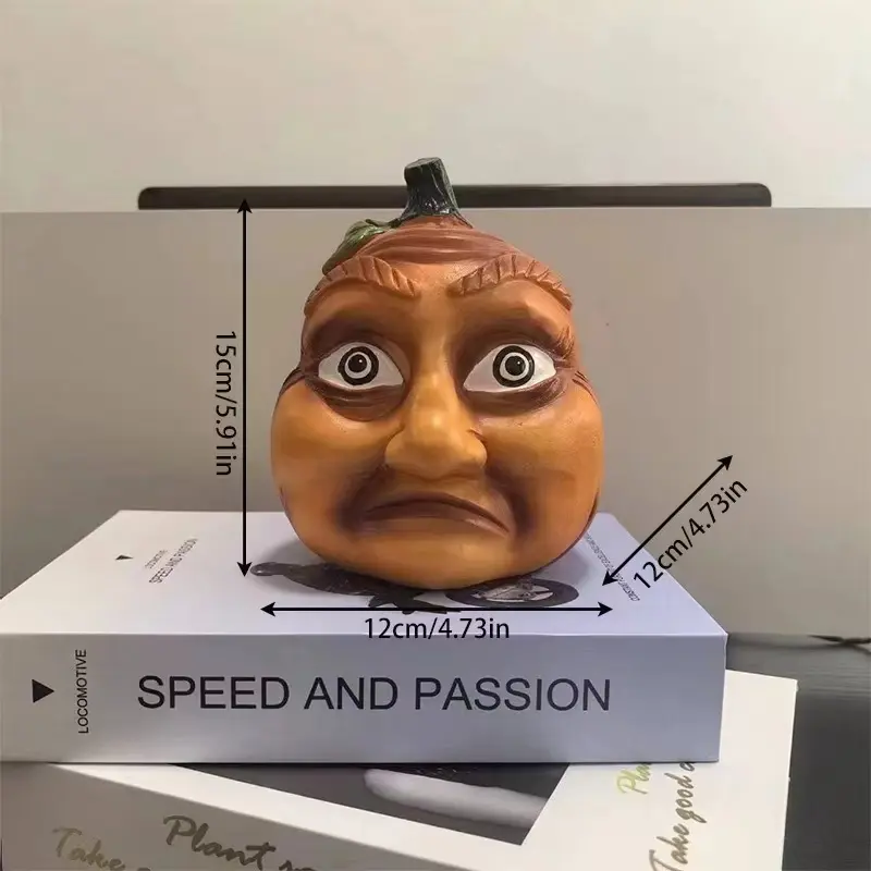 New Funny Face Pumpkin Decoration Autumn Resin Fake Pumpkin Decoration Photo Halloween Party Garden Kitchen Bedroom Autumn Decor