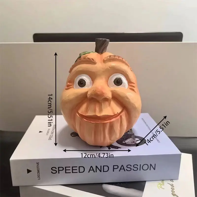 New Funny Face Pumpkin Decoration Autumn Resin Fake Pumpkin Decoration Photo Halloween Party Garden Kitchen Bedroom Autumn Decor