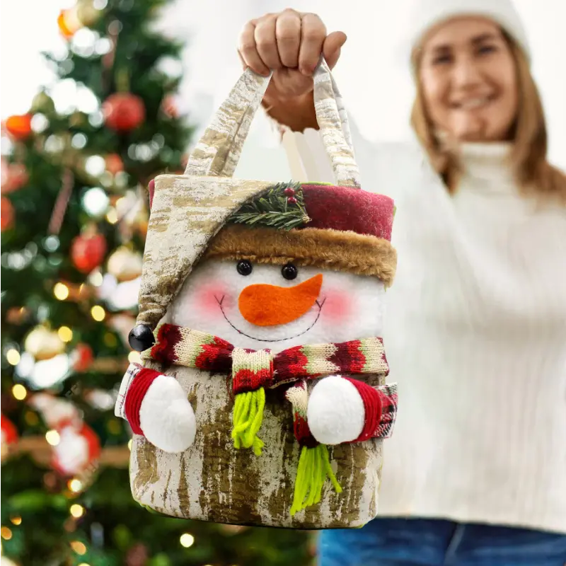 Christmas Candy Bags Children's Christmas Gift Bags Delicate Cute Santa Snowman Tote Tote Bag