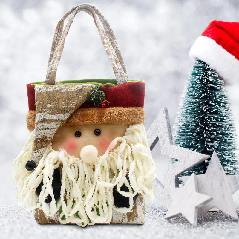Christmas Candy Bags Children's Christmas Gift Bags Delicate Cute Santa Snowman Tote Tote Bag