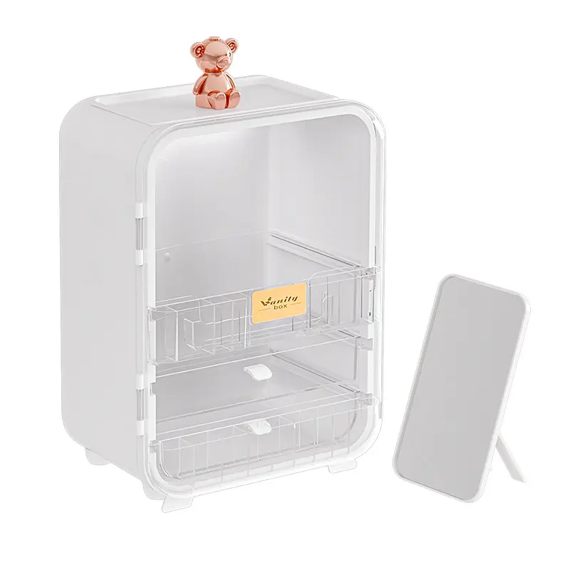 Makeup Organizers Light Luxury Cosmetics Storage Box Mirror Dustproof Skincare Sorting Box Bedroom Dressing Table
