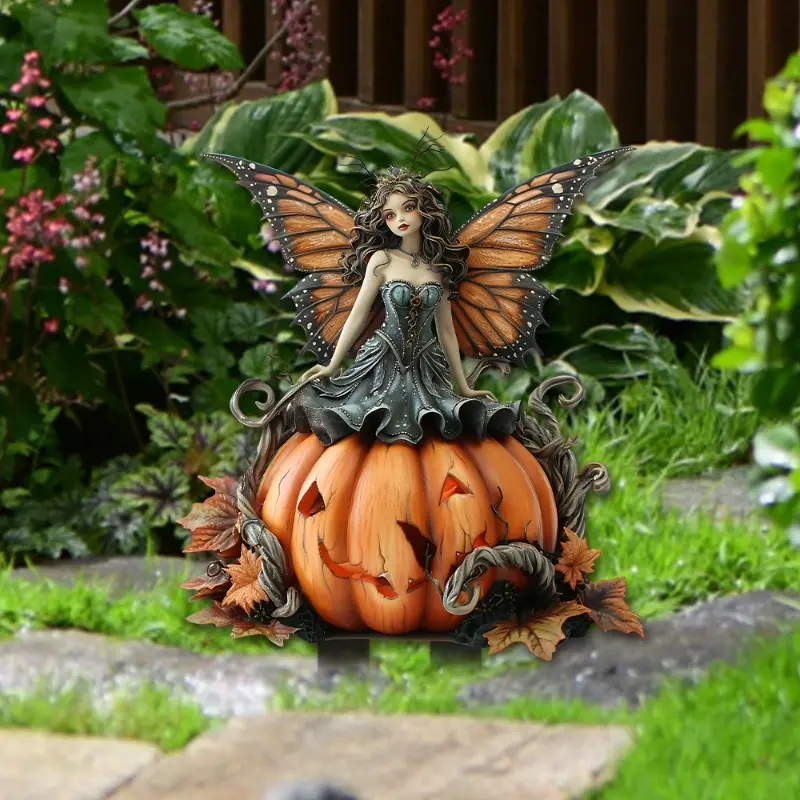 2024 New Halloween Interesting Witch Fairy Hanging Mistletoe with Crystal Acrylic Decor Garden Halloween Simulated Pumpkin Decor