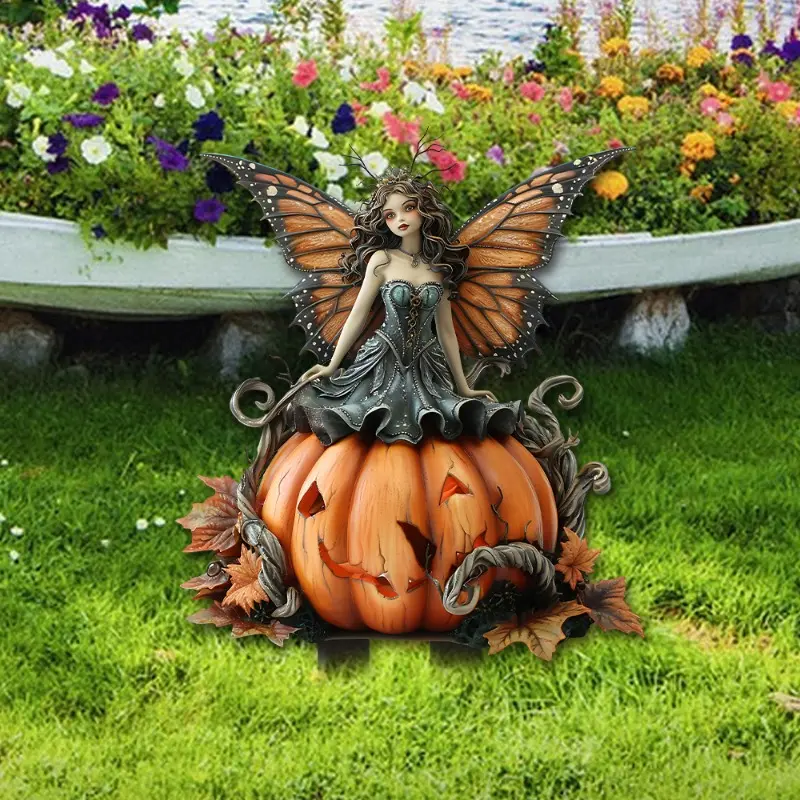 2024 New Halloween Interesting Witch Fairy Hanging Mistletoe with Crystal Acrylic Decor Garden Halloween Simulated Pumpkin Decor