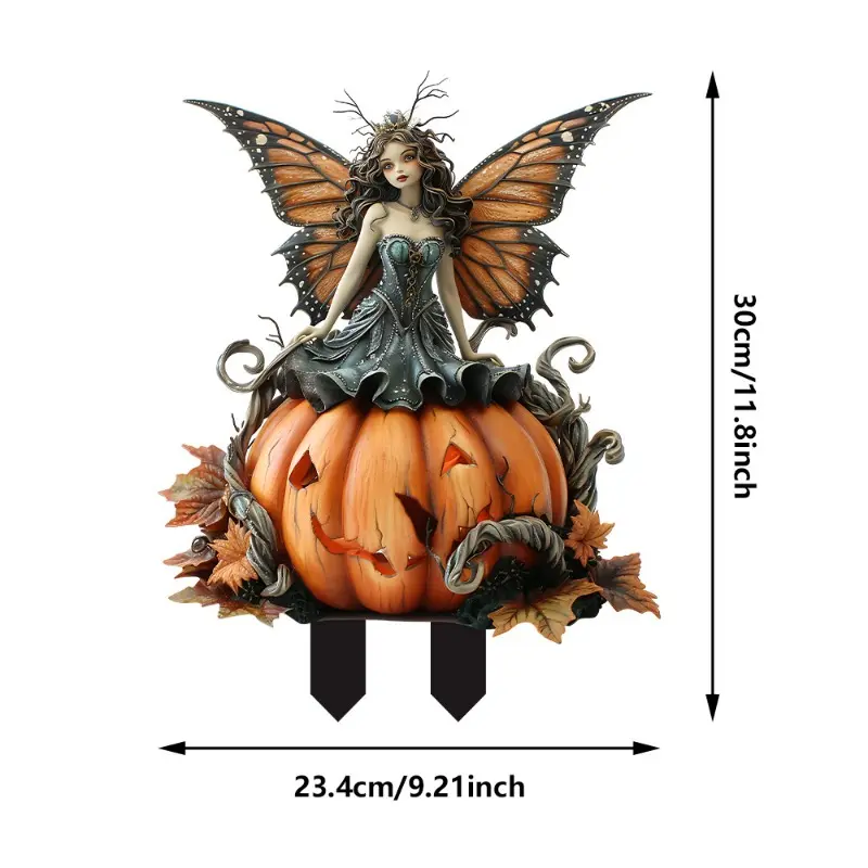 2024 New Halloween Interesting Witch Fairy Hanging Mistletoe with Crystal Acrylic Decor Garden Halloween Simulated Pumpkin Decor