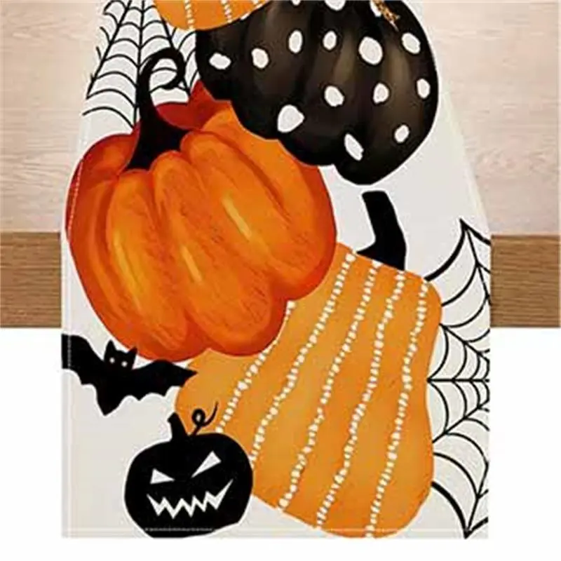 New Halloween Linen Table Flag Pumpkin Skull Printed Tablecloth Holiday Party Decoration Tablecloth Tea Flag Desktop Decoration