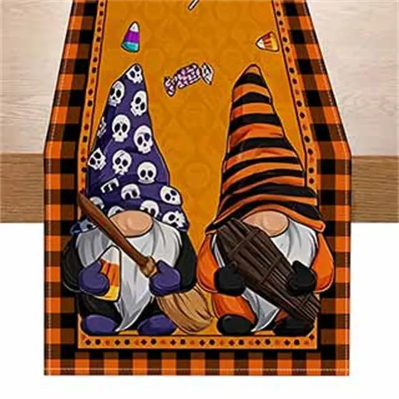 New Halloween Linen Table Flag Pumpkin Skull Printed Tablecloth Holiday Party Decoration Tablecloth Tea Flag Desktop Decoration
