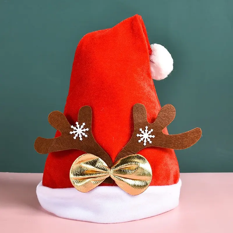 New Year 2024 Plush Christmas Hat Adults Kids Christmas Decorations For Home Xmas Santa Claus Gift Warm Winter Caps Navidad 3PCS