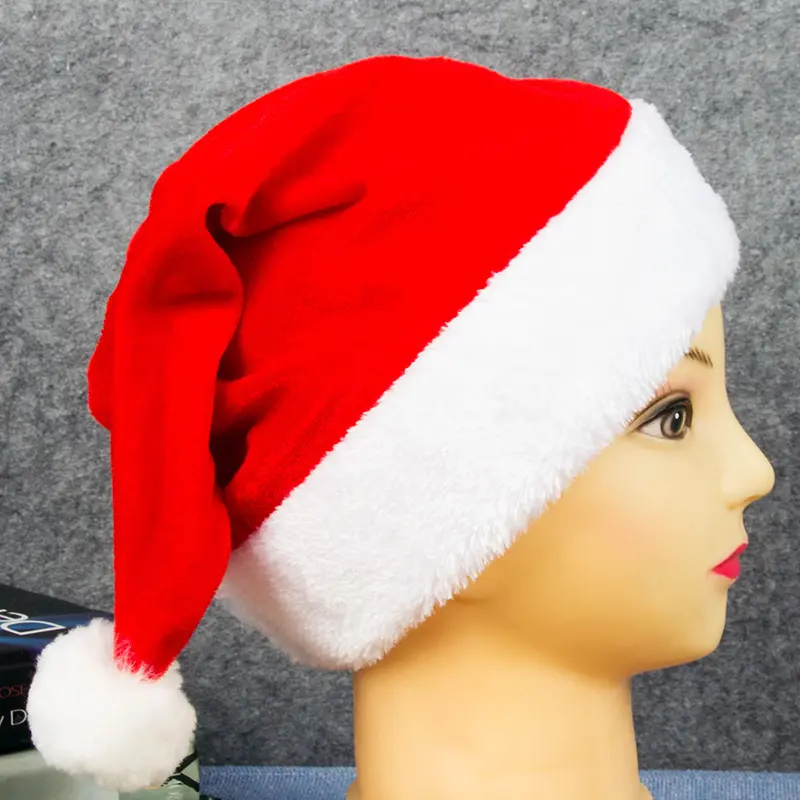 New Year 2024 Plush Christmas Hat Adults Kids Christmas Decorations For Home Xmas Santa Claus Gift Warm Winter Caps Navidad 3PCS