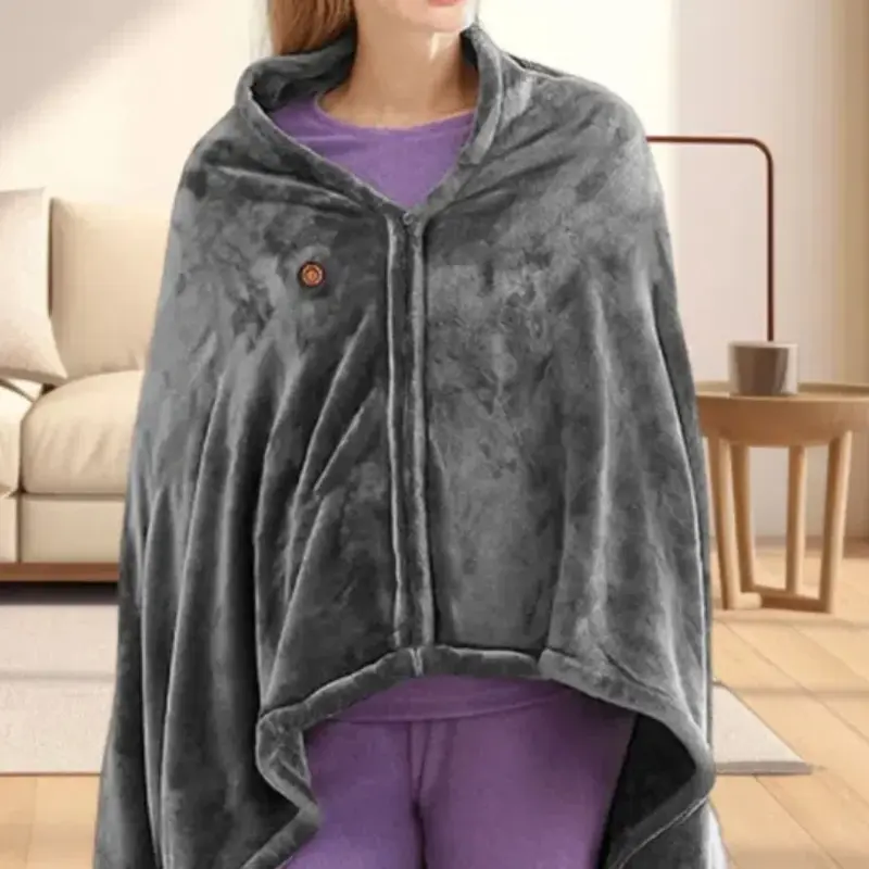 USB Interface Electric Heated Blanket Heating Levels Body Warmer Blanket Wearable Coral Velvet Blanket for Household and Office