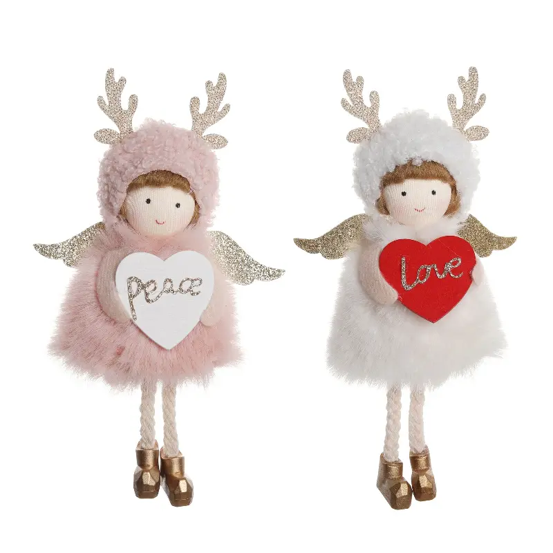 2PC Cute Girl Angel Christmas Pendant Xmas Tree Hanging Ornaments Christmas Decorations for Home Christmas Dolls Kids Gift