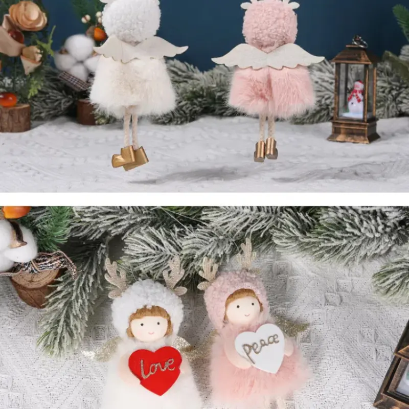2PC Cute Girl Angel Christmas Pendant Xmas Tree Hanging Ornaments Christmas Decorations for Home Christmas Dolls Kids Gift