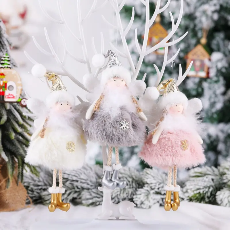 3PC New Angel Doll Christmas Tree Hanging Ornaments Decor Santa Claus Snowman Pendants Decoration For Home Navidad 2024